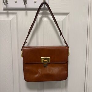 Vintage Bags by Varon Structured Brown Leather Shoulder Bag | 1960s–1970s